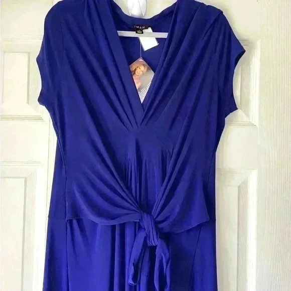 IMAN NWT Deep Blue Wrap High Low Maxi Dress options SIZE 1X - Picture 2 of 6